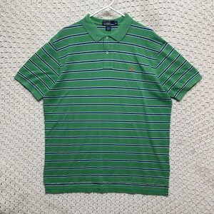 Polo Ralph Lauren Polo Shirt‎ XL Short Sleeve Stripped Green  Blue Cotton